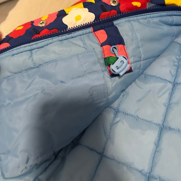 Hanna Andersson Journeys End Quilted Jacket Girls Size 4 Blue Floral Hood - Picture 5 of 10